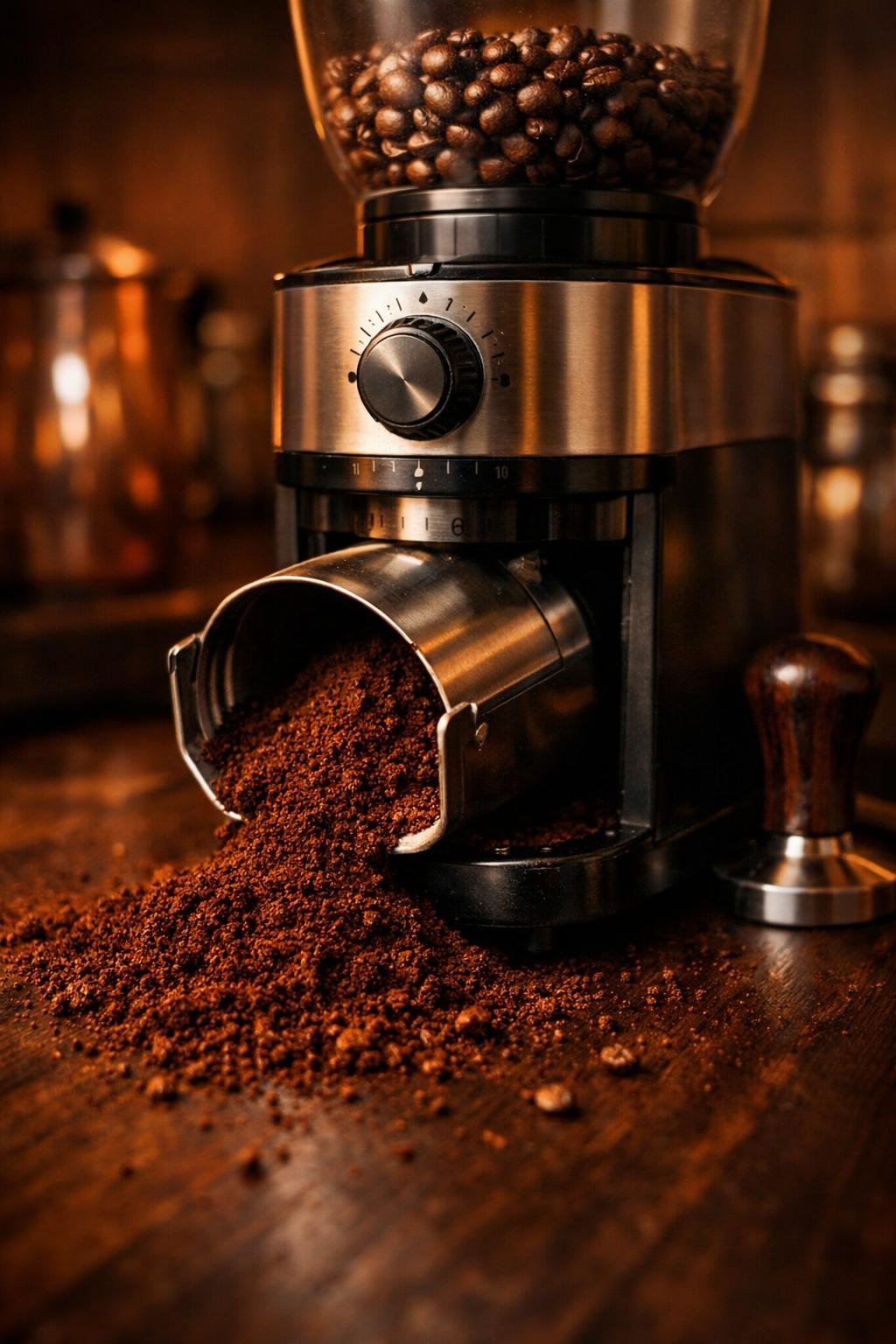 freshly ground coffee from burr grinder