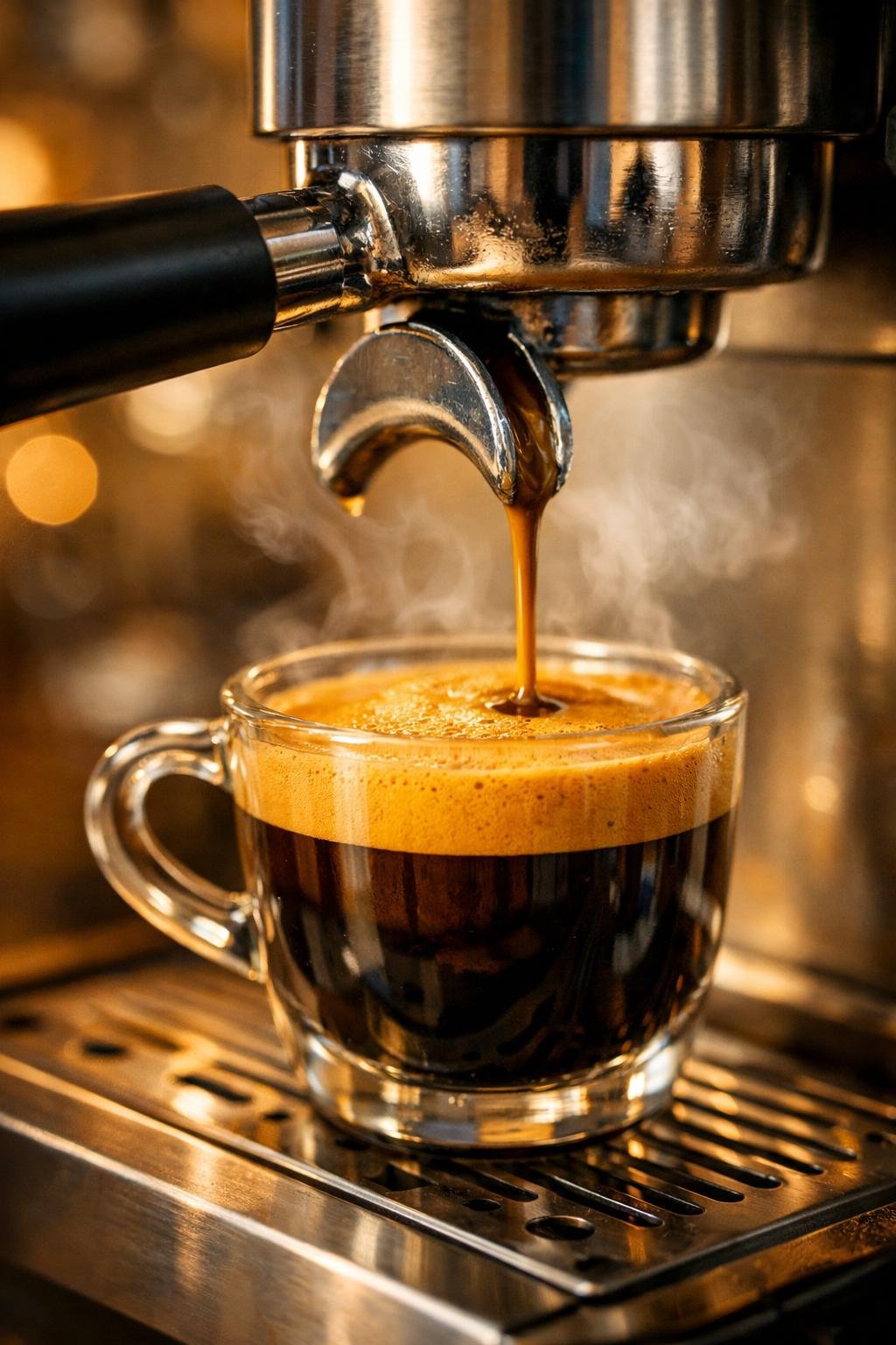 Perfect espresso shot being pulled at home using the best espresso beans for home baristas