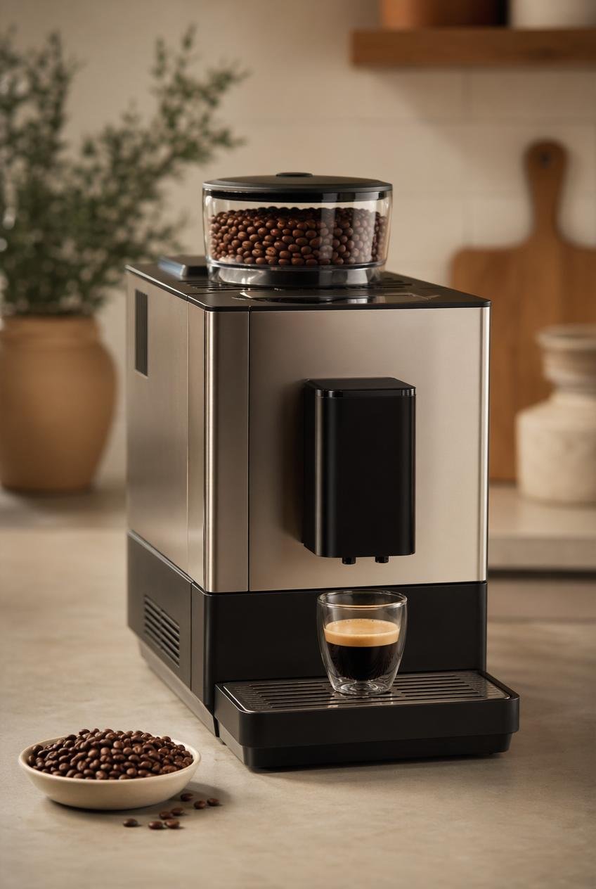 Fully automatic espresso machine with built-in grinder and fresh coffee beans
