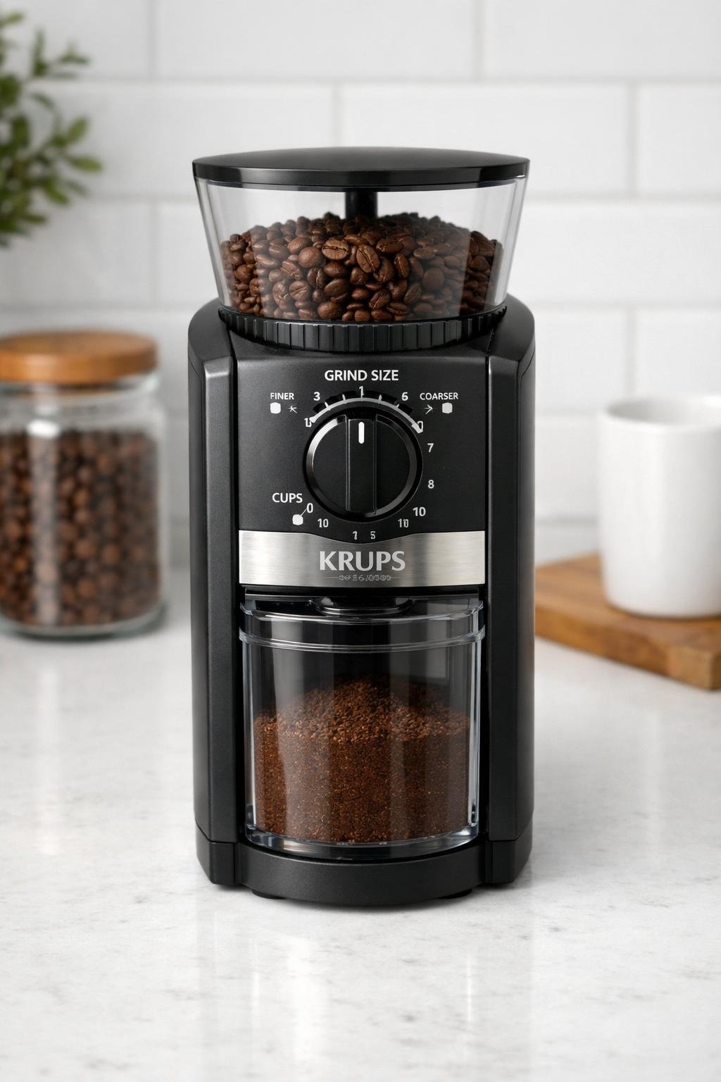 Krups GX5000 professional electric burr coffee grinder compact design